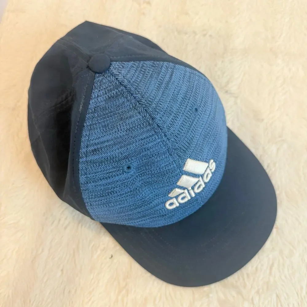 Adidas Blue Baseball Cap Hat One Size Adjustable Snapback Performance Knit Golf